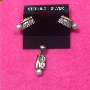 Set of 926 sterling/pearl silver/10K plated gold